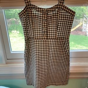 Plaid black and white “overall” dress.